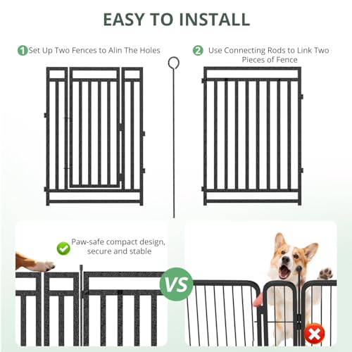 Dog Fence Outdoor Indoor, 40" Inch Height 16 Panels Dog Playpen for Large/Medium/Small Dogs Metal Dog Pen for Yard Camping and RV | Black-Silver