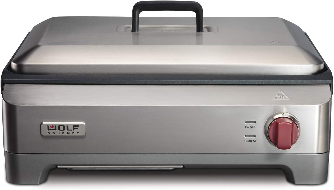 Wolf Gourmet Precision Electric Griddle, Indoor Grill, 200 sq. in, Nonstick Coating, Advanced Temperature Control, Stainless Steel