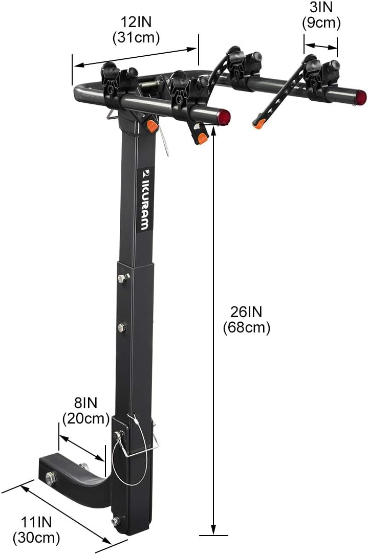 IKURAM R 2 Bike Rack Bicycle Carrier Racks Hitch Mount Double Foldable Rack for Cars, Trucks, SUV's and minivans with a 2 Hitch Receiver