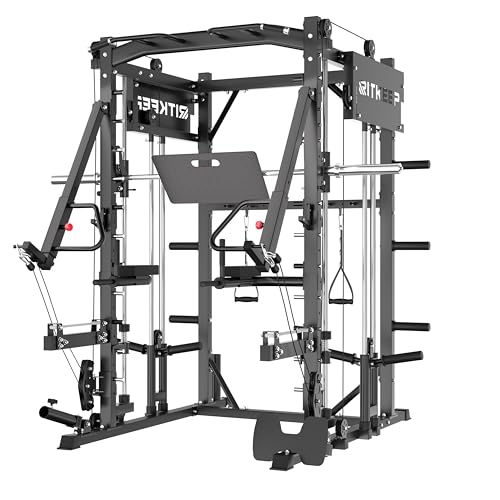 Smith Machine with Jammer Arms & Leg Press with Adjustable Dual Pulley Ratio (1:1 & 2:1), PMAX-4750 All-in-One Commercial & Home Gym Equipment