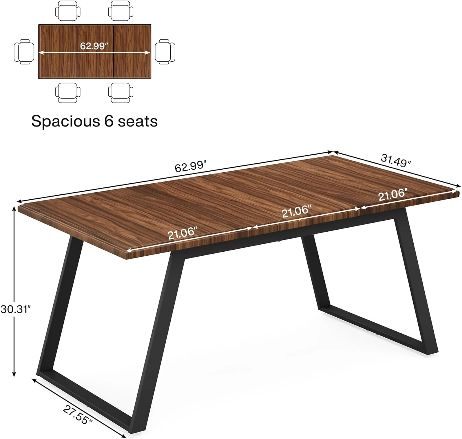 Tribesigns 63 Inch Executive Desk, Large Computer Office Desk