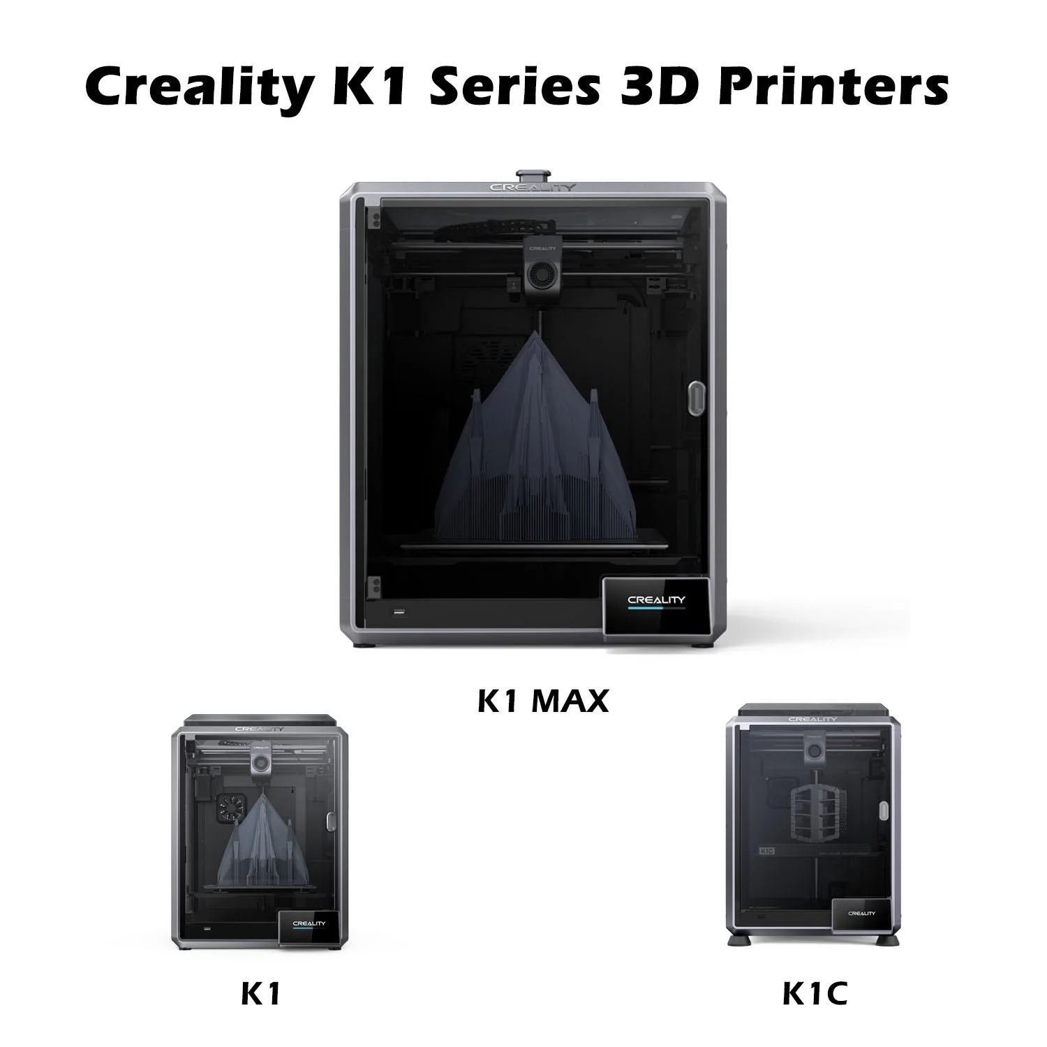 Creality K1 Series 3D Printers K1 Max/K1C/K1 600mm/s High Speed FDM 3D Printer Support 300℃ Printing Suit for ABS/PLA/PETG/PET/TPU/PA/ABS/ASA/PC/