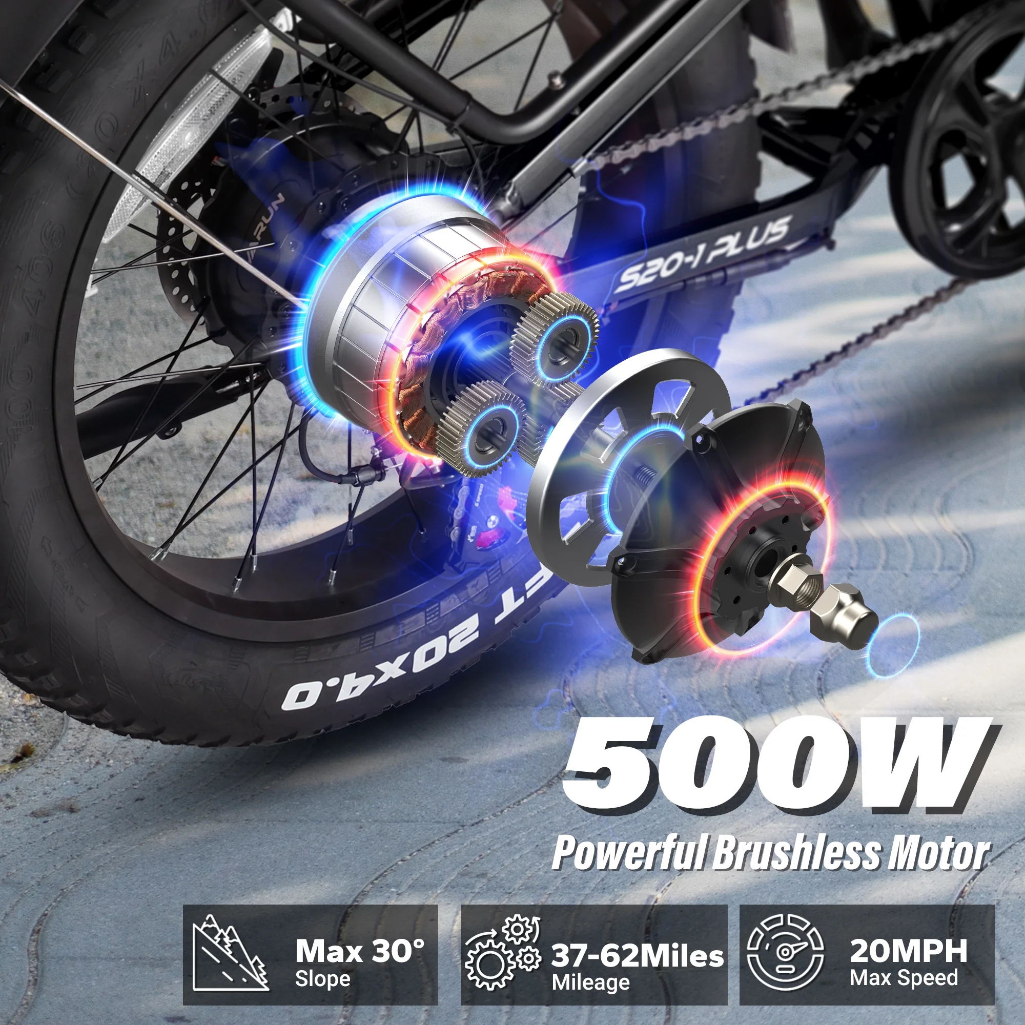 VARUN Folding Electric Bike for Adults - Peak 750W Fat Tire Electric Bike with 48V 13Ah Anti-Theft Battery