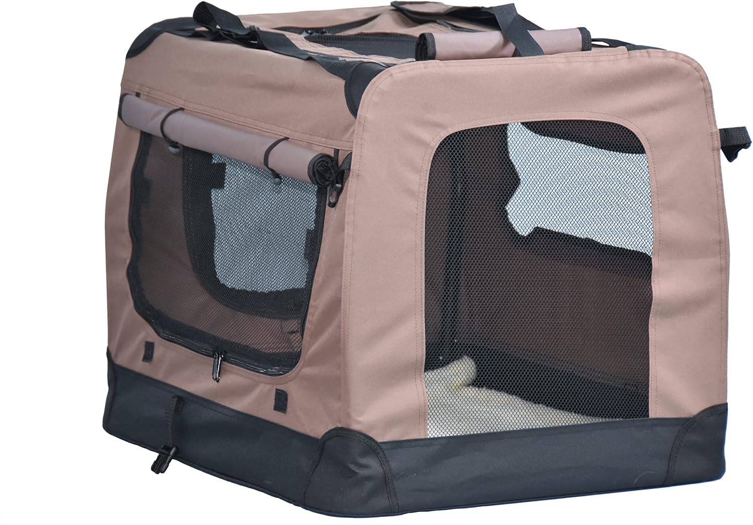 Zampa Dog Crate for Small and Medium Dogs 32"x23"x23" | Portable Cat Carrier | Pet Travel Collapsible & Foldable | Puppy Crates for Car