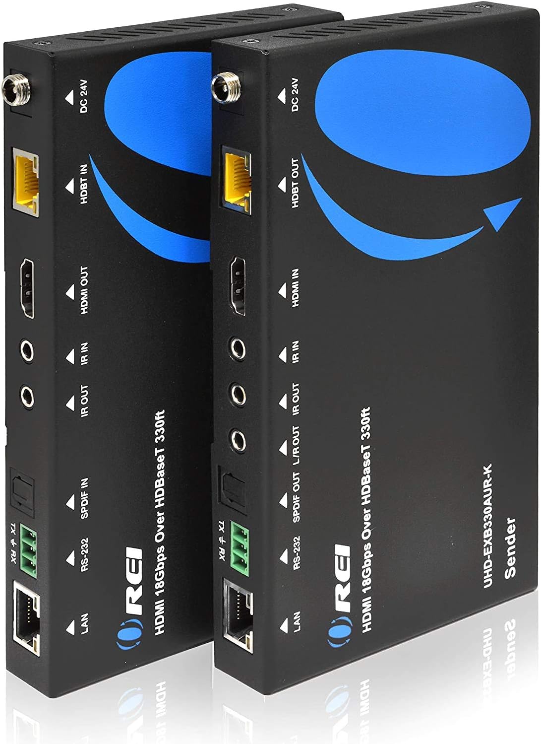 4K HDMI Extender Balun by OREI - HDBaseT UltraHD 4K @ 60Hz 4:4:4 Over Single CAT5e/6/7 Cable with HDR, ARC, CEC & IR Support, RS-232
