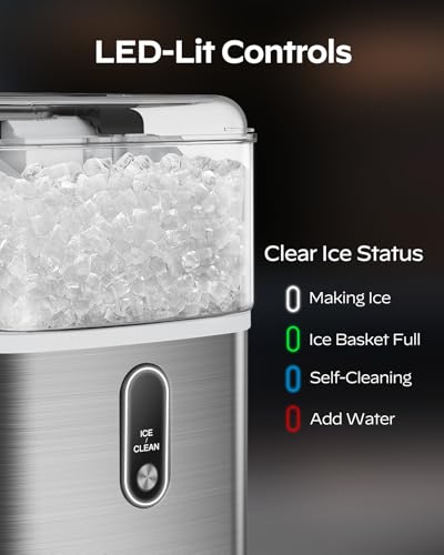 Nugget Ice Maker Countertop, HOMEZAY Pebble Ice Maker with Soft Chewable Pellet Ice, 33 lbs per Day