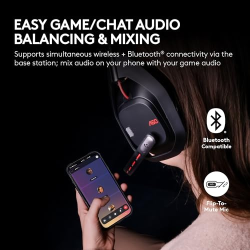 Logitech G Astro A50 Omni-Platform Wireless Gaming Headset + Base Station for PS5, Xbox, PC: PLAYSYNC Audio Switcher,