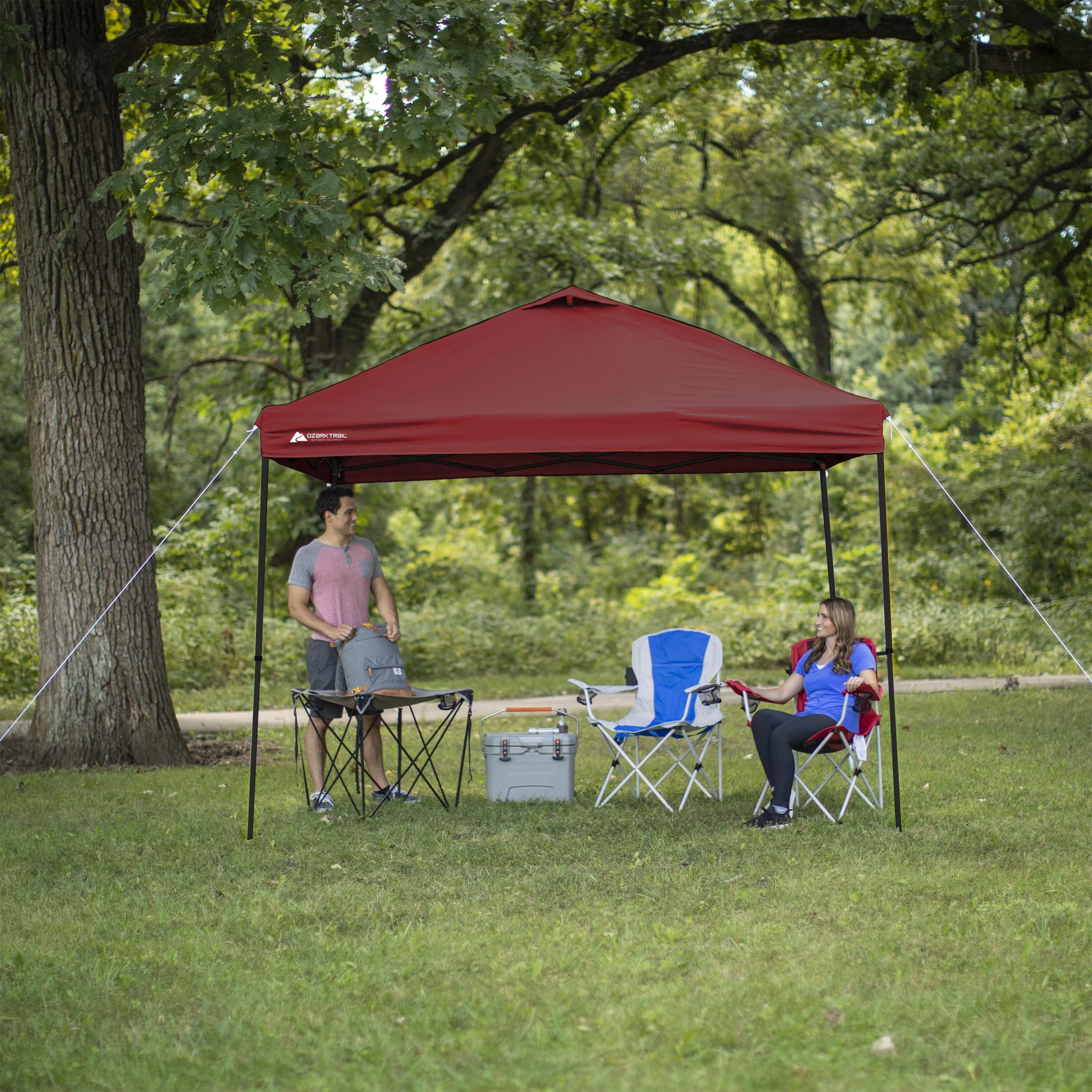 Ozark Trail Simple Push Straight Leg Instant Canopy, White, 10 ft x 10 ft