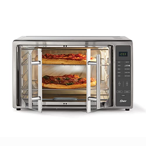 Oster Air Fryer Oven, 10-In-1 Countertop Toaster Oven Stainless Steel French Door Touch Control 2142008 countertop oven