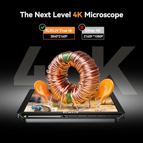 4K Digital Microscope, Elikliv EM4K 8" Coin Microscopes 2000x, 52MP HDMI Microscopes, Soldering Microscope for Adults