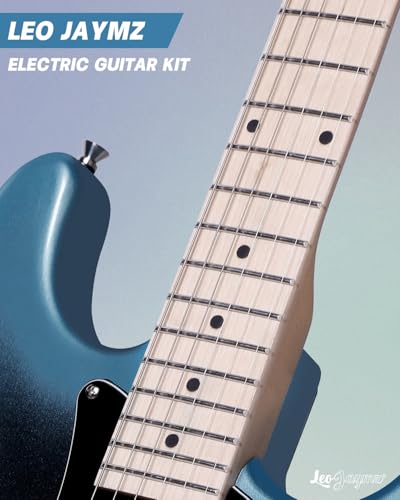 Leo Jaymz 39" Full Size ST Style Electric Guitar Starter Kit with SSH Pickup, 5W Portable Amp, Tuner, Gig Bag, Strap & Accessories (Violet Ocean)