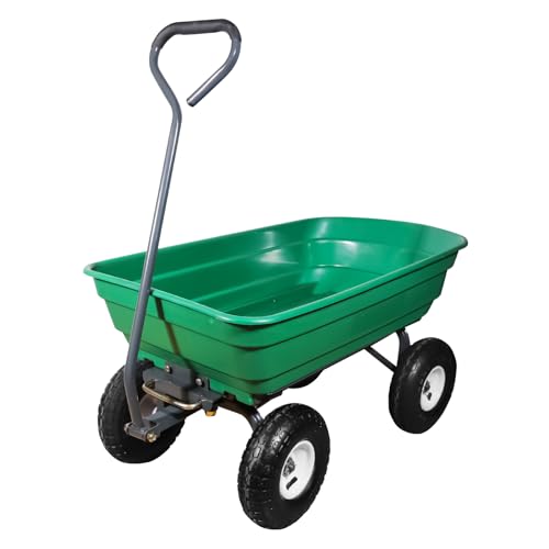 AAIN 600 Lbs Poly Garden Dump Cart,Camping Beach Wagon with 180° Rotating Handle and 10" No-Flat Tires,Practical Heavy Duty Yard carts and Wagons