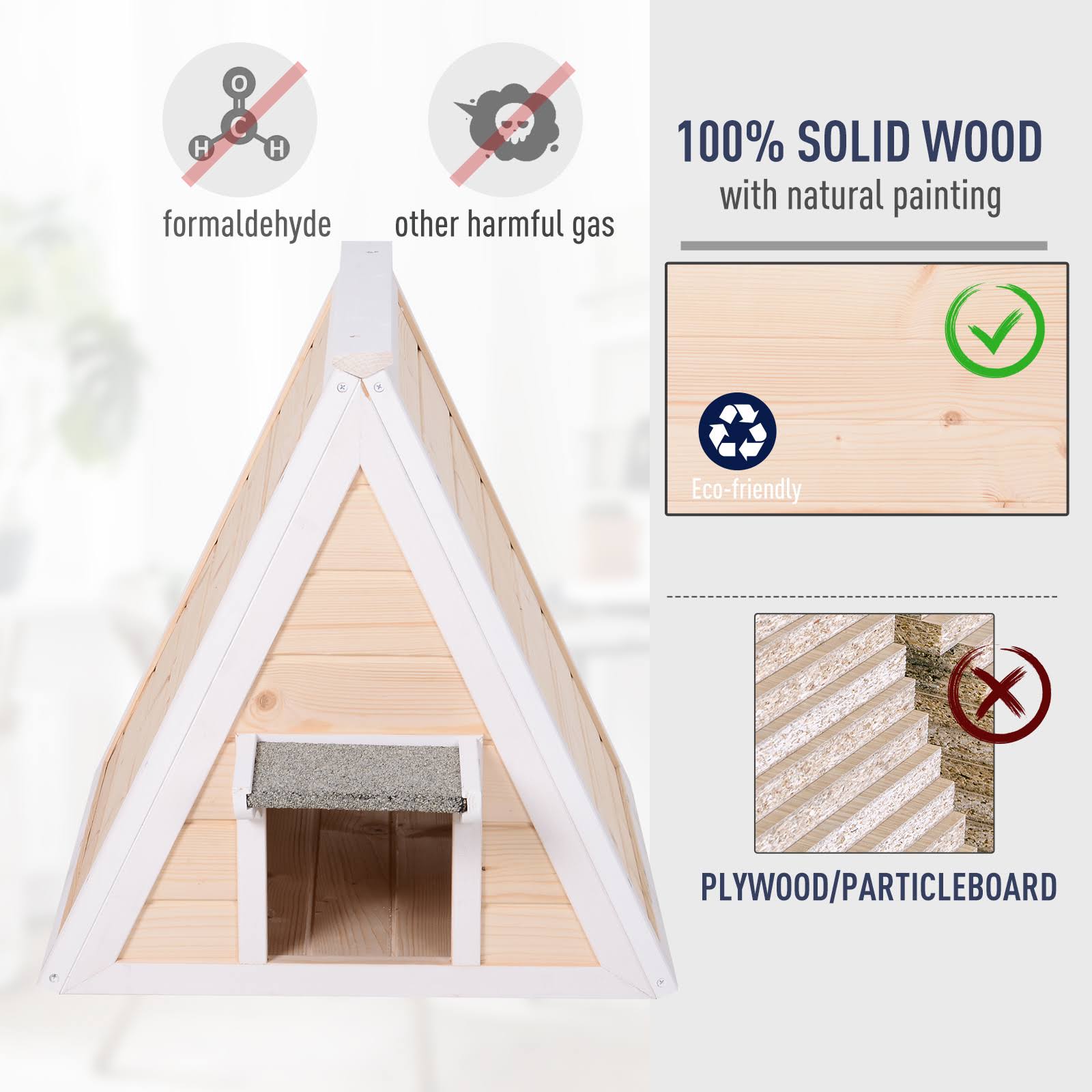 Pawhut 21x22 Solid Wood Cat Condo Natural Water Proof Outdoor Pet Shelter Small House - Natural