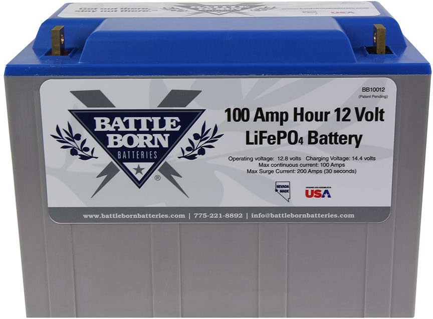 Battle Born Batteries LiFePO4 Deep Cycle Battery - 100Ah 12v with Built-In BMS - 3000-5000 Deep Cycle Rechargeable Battery - Perfect for RV/Camper
