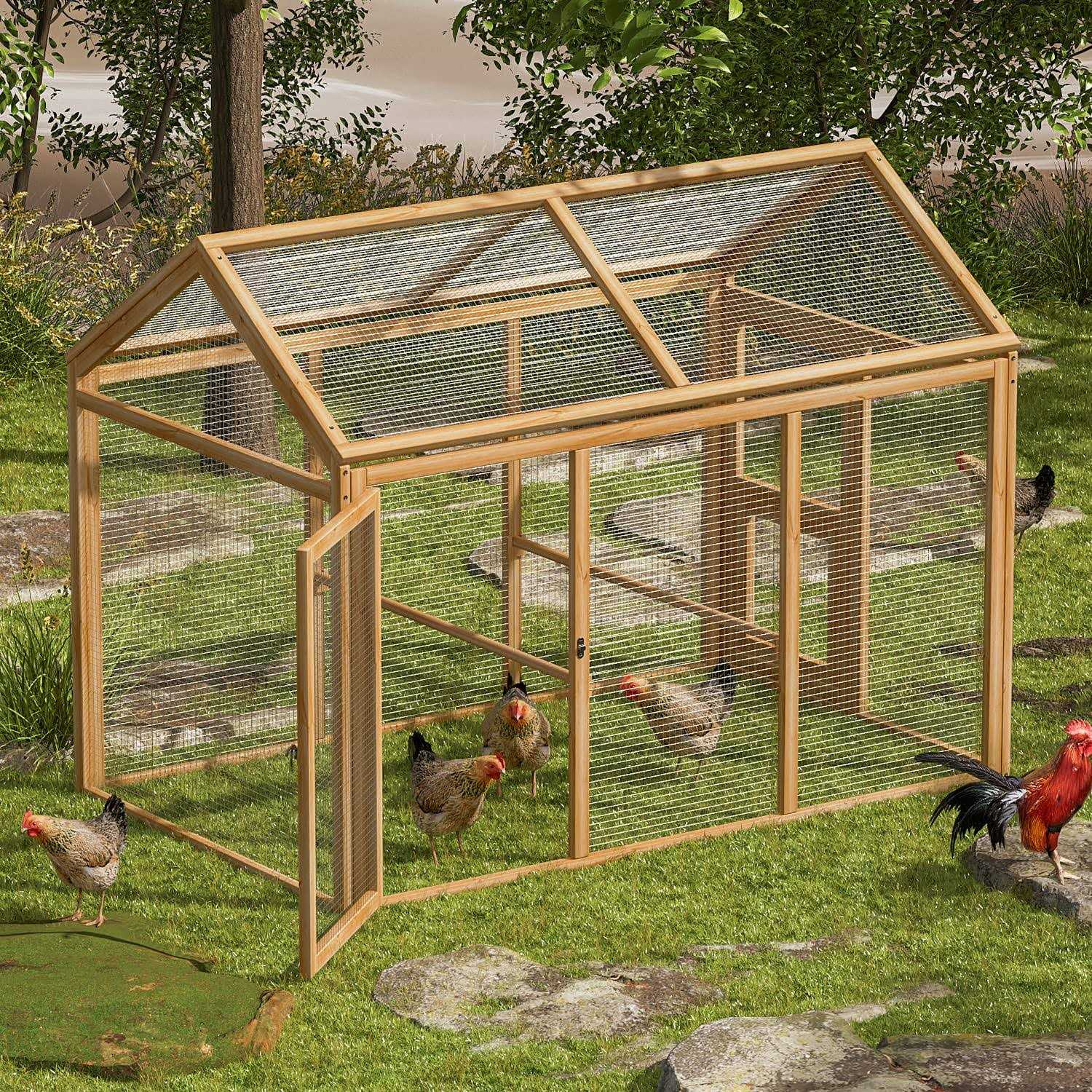MoNiBloom Outdoor Chicken Coop Large Hen House Poultry Cage with Roosting Rods - Pet Supplies online store