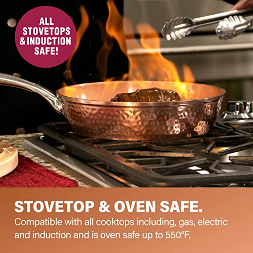 Gotham Steel Hammered 15 Pc Copper Pots and Pans Set Non Stick, Kitchen Cookware Sets, Pot and Pan Set, Ceramic Cookware Set, Non Toxic Cookware Set