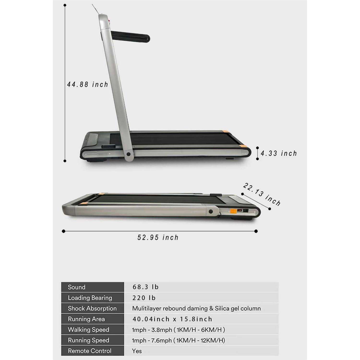 2 in 1 Under Desk Treadmill 2.5HP Folding Electric Treadmill Walking Jogging Machine for Home Office with Remote control