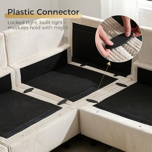 KKL Modular Sectional Sofa Bed with Storage Ottoman, Convertible L/U-Shaped Sleeper Couch for Living Room, Modern Reversible Design, Beige