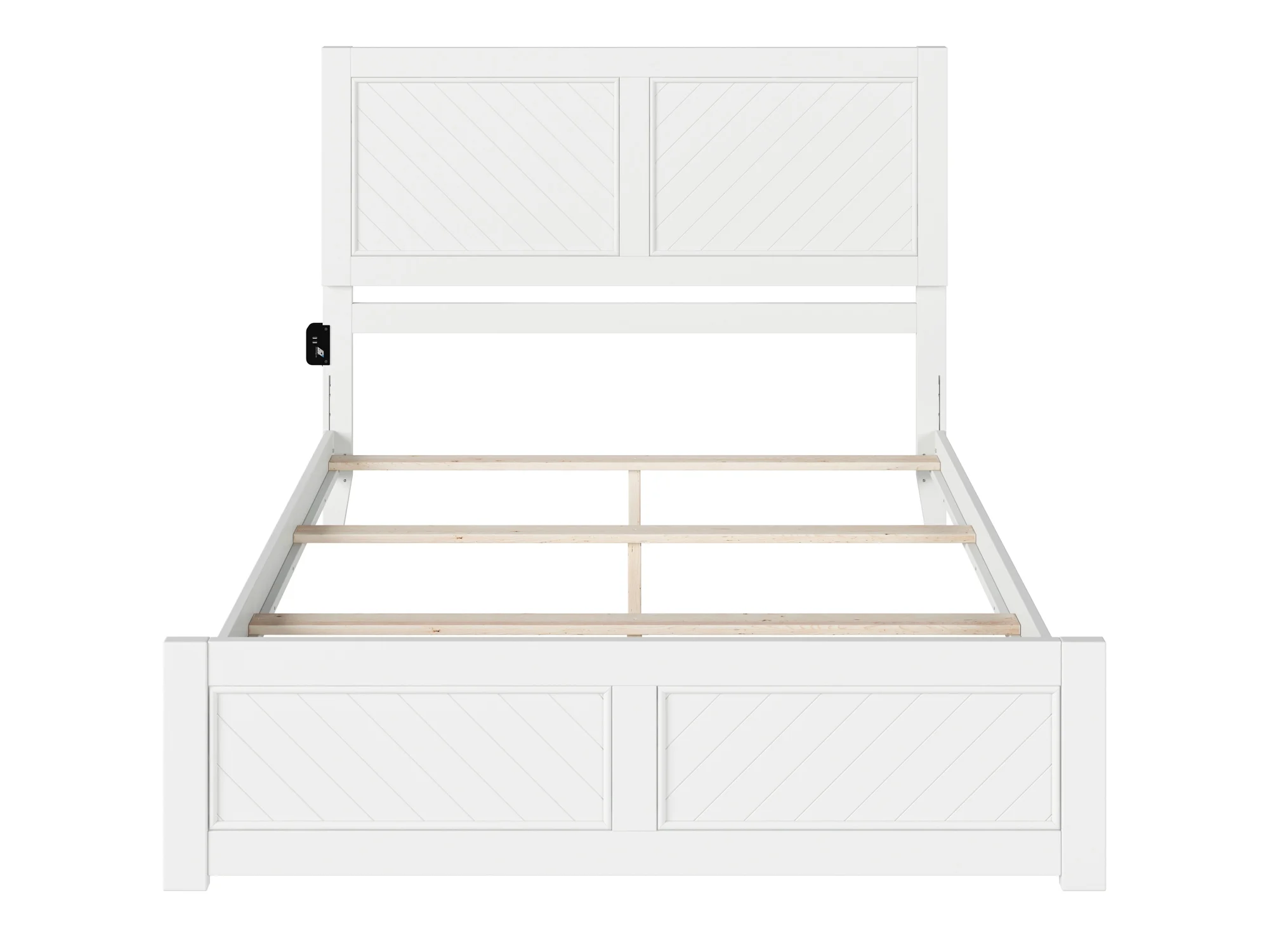 AFI Canyon White Solid Wood Foundation Bed Frame with Matching Footboard, Queen