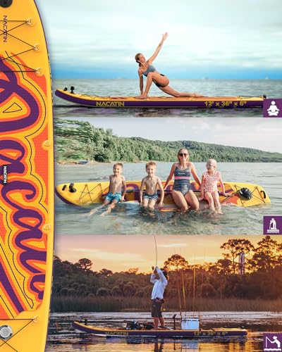 Inflatable Stand Up Paddle Board 12' with Kayak Seat & Dual Paddles &ndash