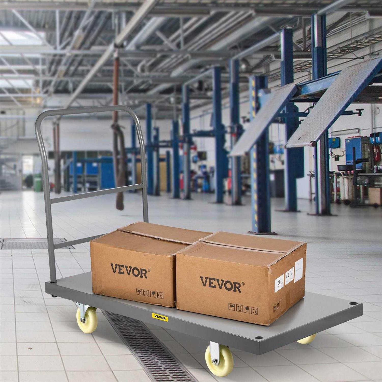 VEVOR Platform Truck 2000 lbs Capacity Steel Flatbed Cart 47 Length x 24 Width x 32 Height Flat Dolly - Shop Hardware Tools Online Store