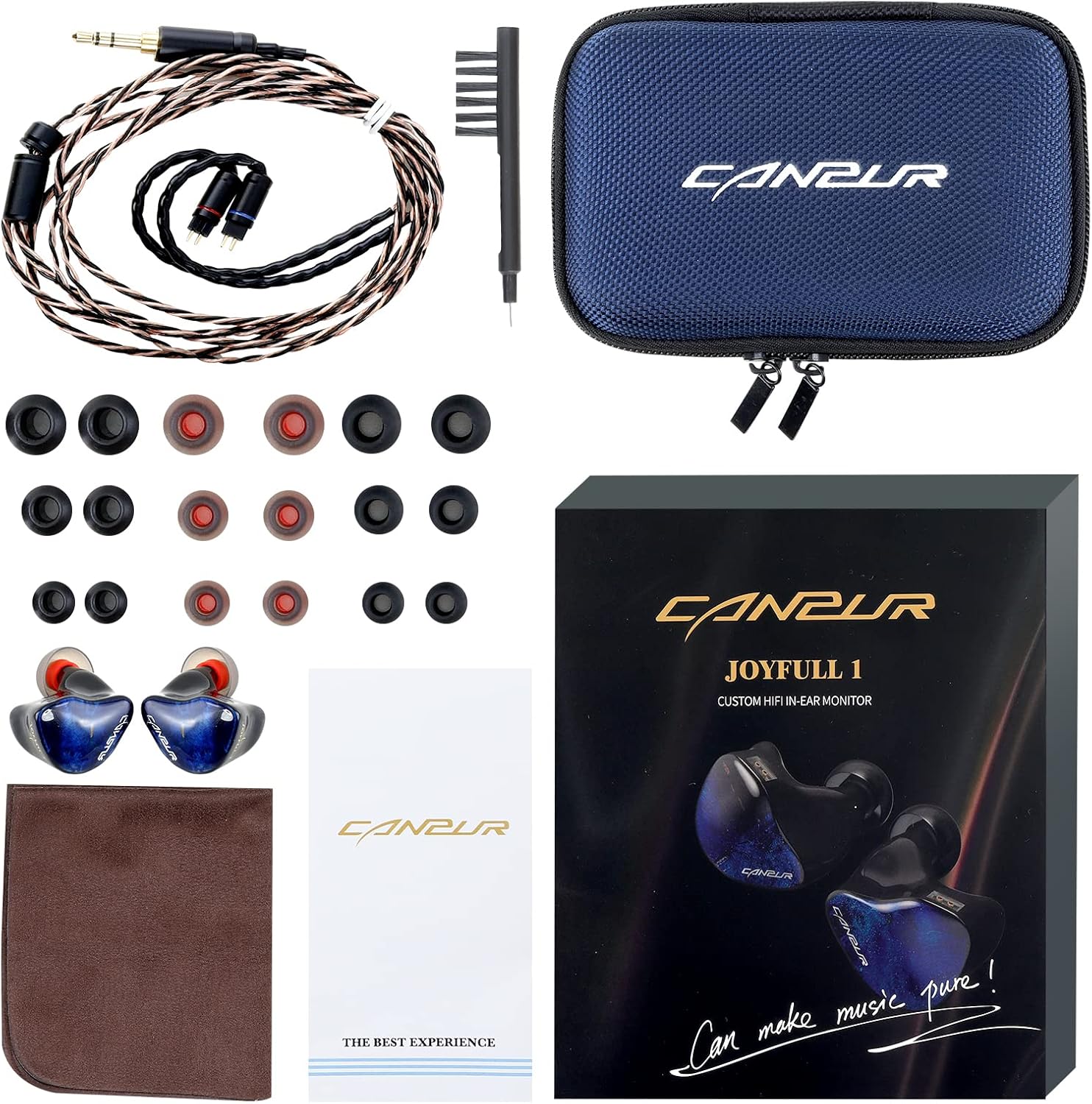 Canpur JF1 Wired in Ear Monitor Earphones for Drummer, Ear Monitor Earbuds with 1 Dynamic Drive (DD), Resin IEM Earphone for Audiophile, Blue