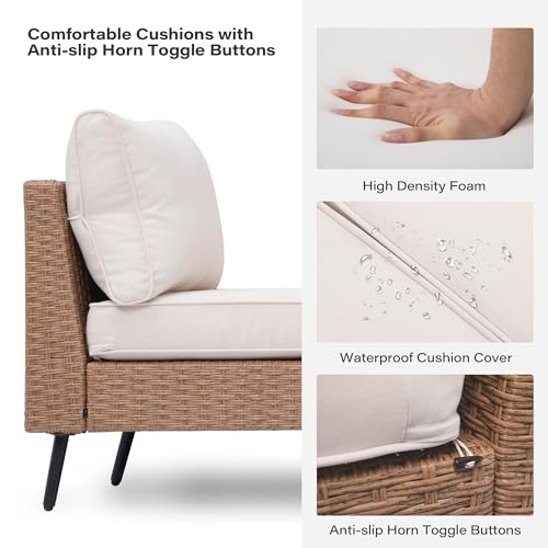 LAUSAINT HOME Outdoor Patio Furniture, 8 Piece Outdoor Sectional Sofa PE Rattan Wicker Patio Conversation Sets