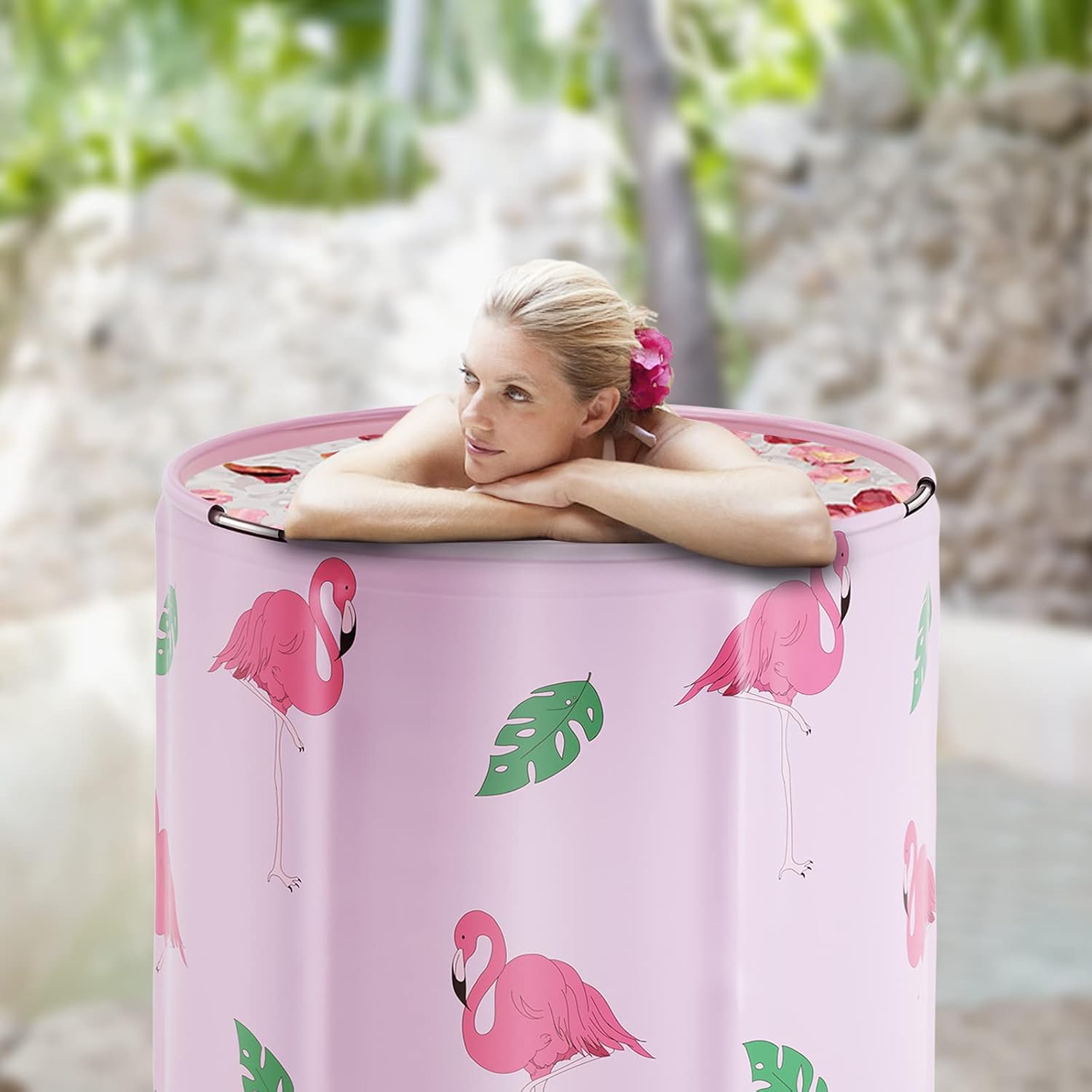 Portable Bathtub for adults, DAILYLIFE Japanese Soaking Bath Tub for Shower Stall, Foldable Bathtub with Thermal Foam, Freestanding