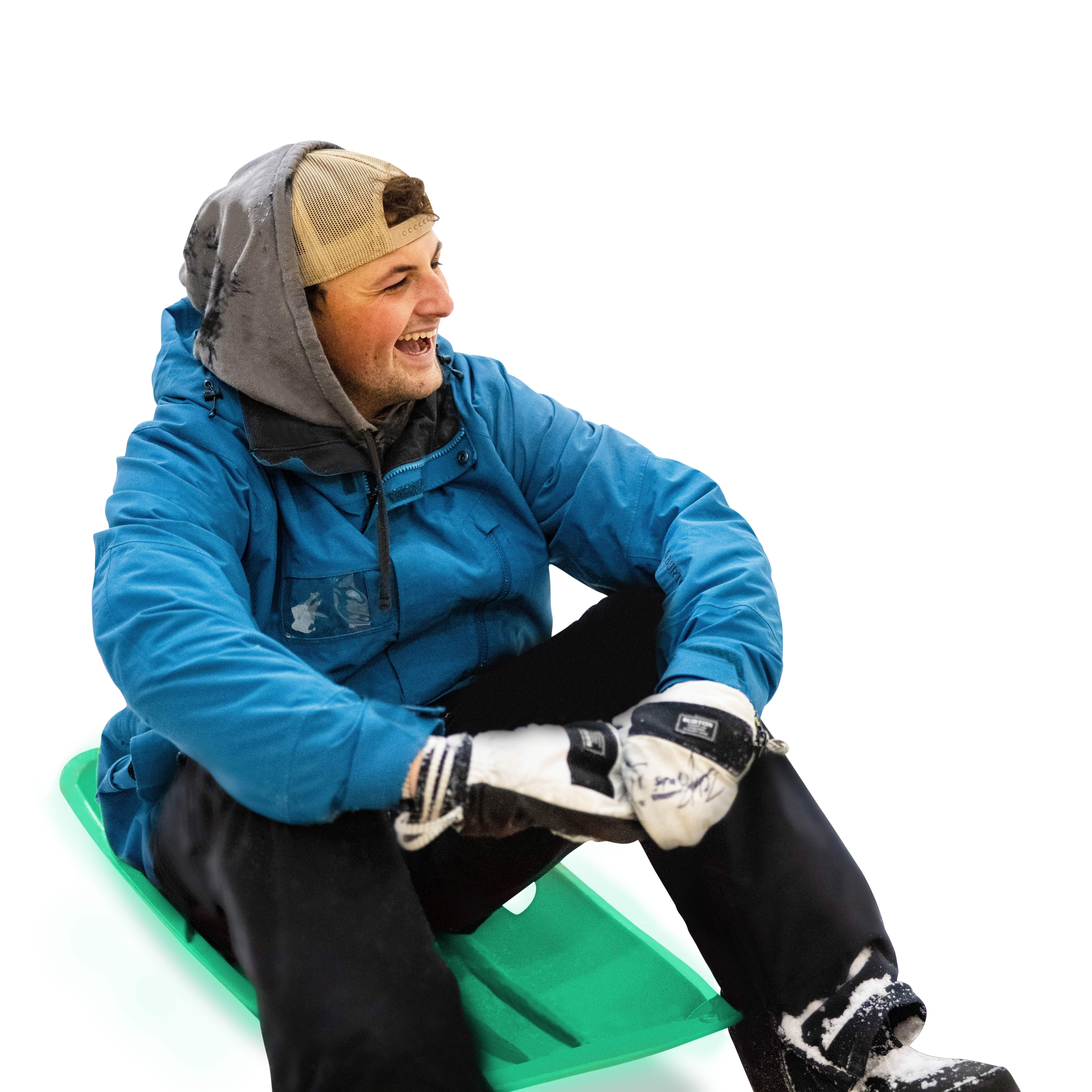 Outdoor Heights Snow Sled, Large Plastic Toboggan Sled for Winter Sledding with Attached Pull Rope for Kids and Adults- 1 Pack