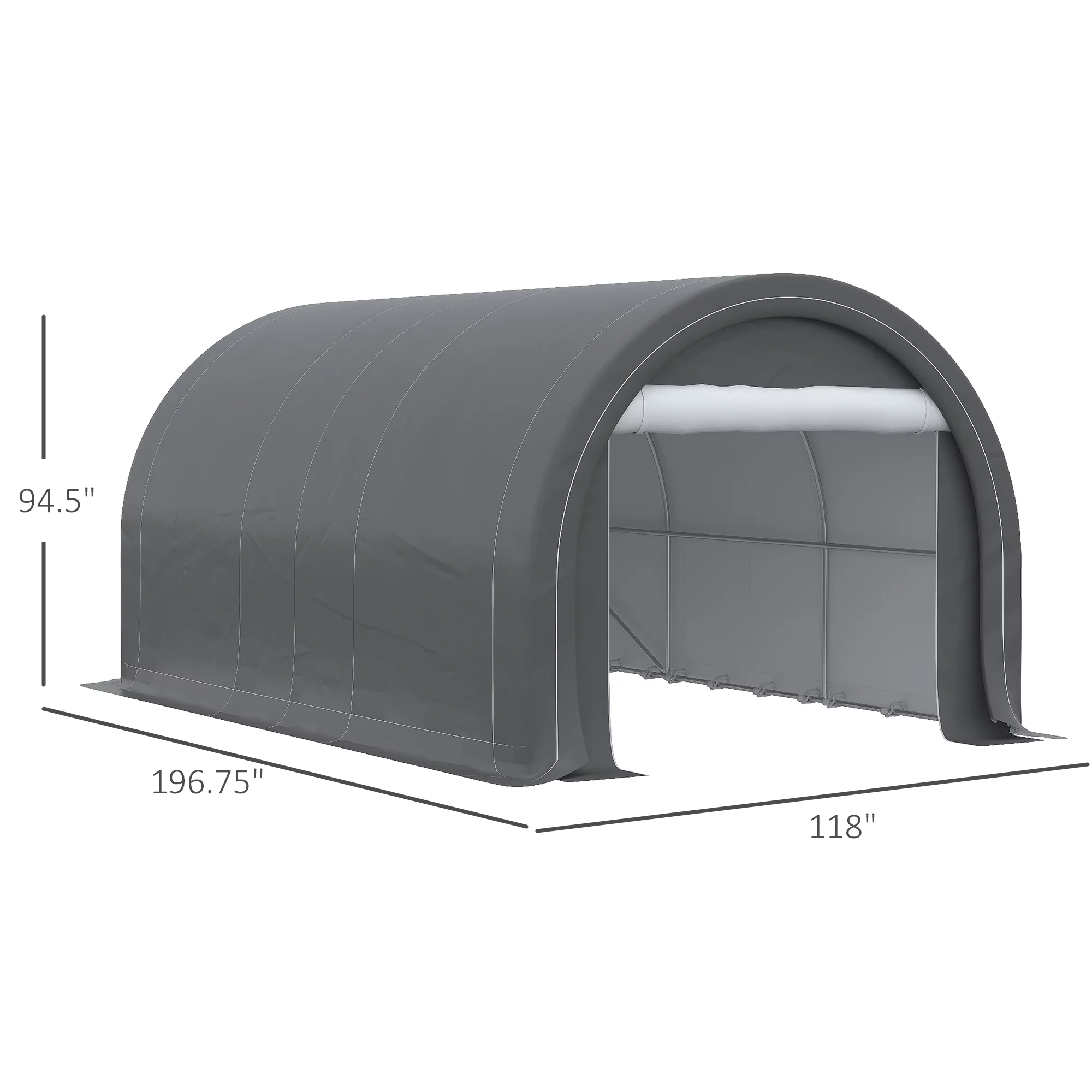 Outsunny 10' x 16' Carport Storage Tent Anti-UV PE Portable Garage, Gray