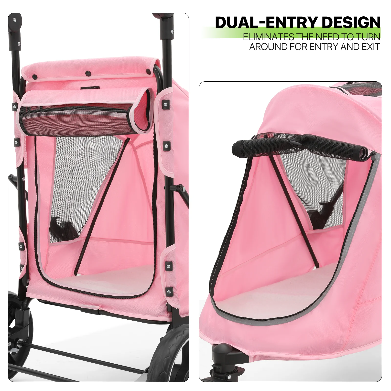 Magshion 3 Wheel Dog Stroller, Pet Stroller for Small Medium Dogs & Cats (Pink) - Curated Treasures Market