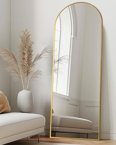 Full Length Mirror, 76"x34" Arched Floor Mirror Freestanding, Floor Standing Full Body Mirror with Stand for Bedroom