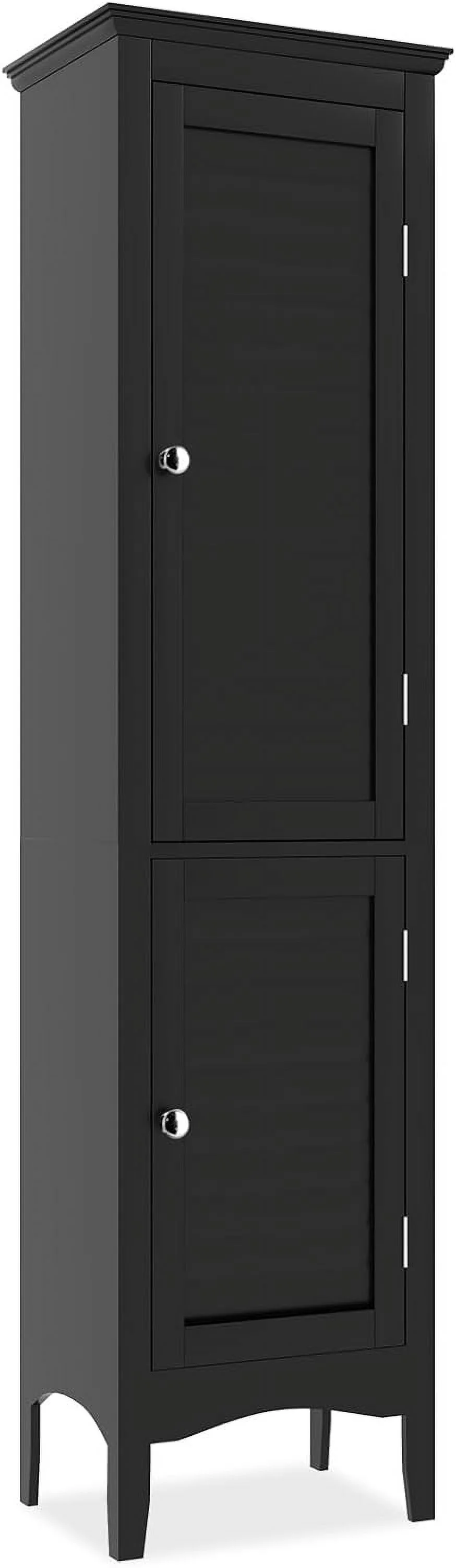 Bathroom Tall Storage Cabinet - Narrow Freestanding Floor Cabinet with Doors, 5 Tier Shelves(1 Height Adjustable)