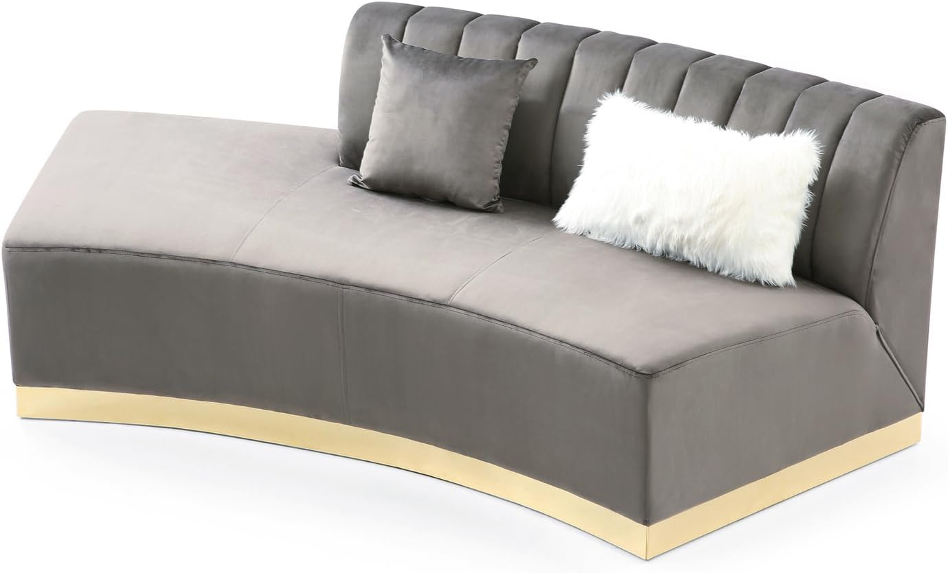 Brentwood Dark Gray Armless Velvet Curved Sofa PF-G0430-SCH