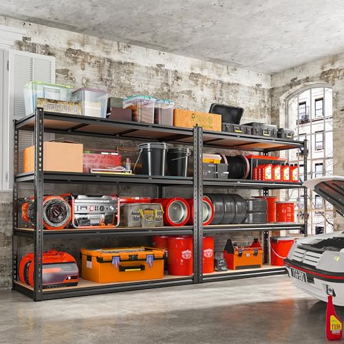 REIBII 48" W Garage Shelving Heavy Duty 3020LBS Storage Shelves 5 Tier Heavy Duty Shelving Adjustable Garage Shelves for Basement, Warehouse