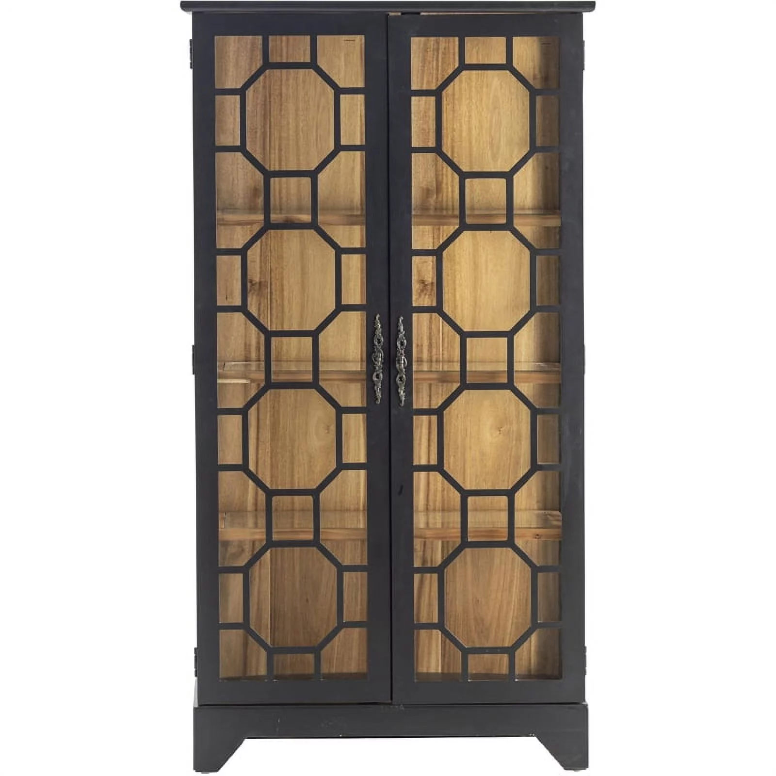 Livingston Traditional 2 Wood and Glass Door Curio Wood Black