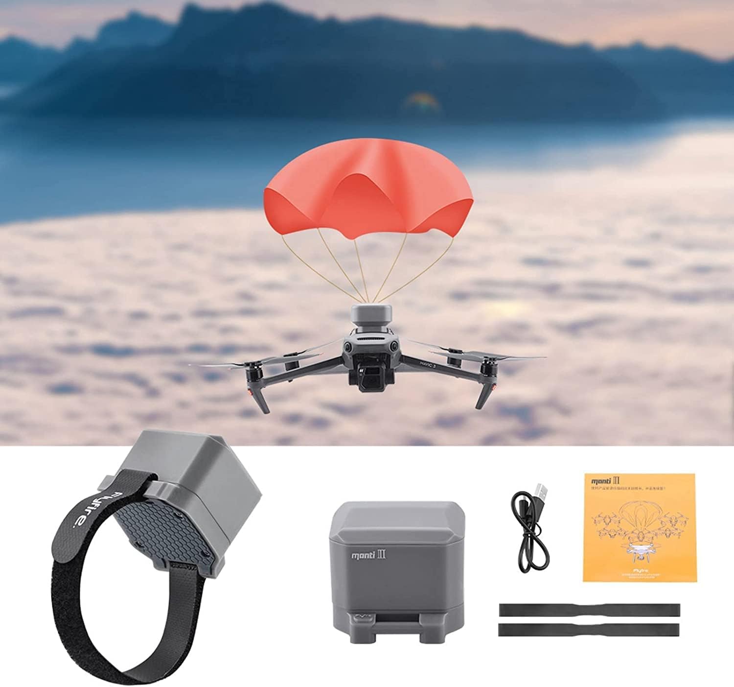 Drone Flight Safety Smart Drnoe Parachute Deceleration System for DJI Mavic 3/Mavic 2 Pro Zoom/2 Industry Edition/Mavic Air/Air2/Air2s Lightweight