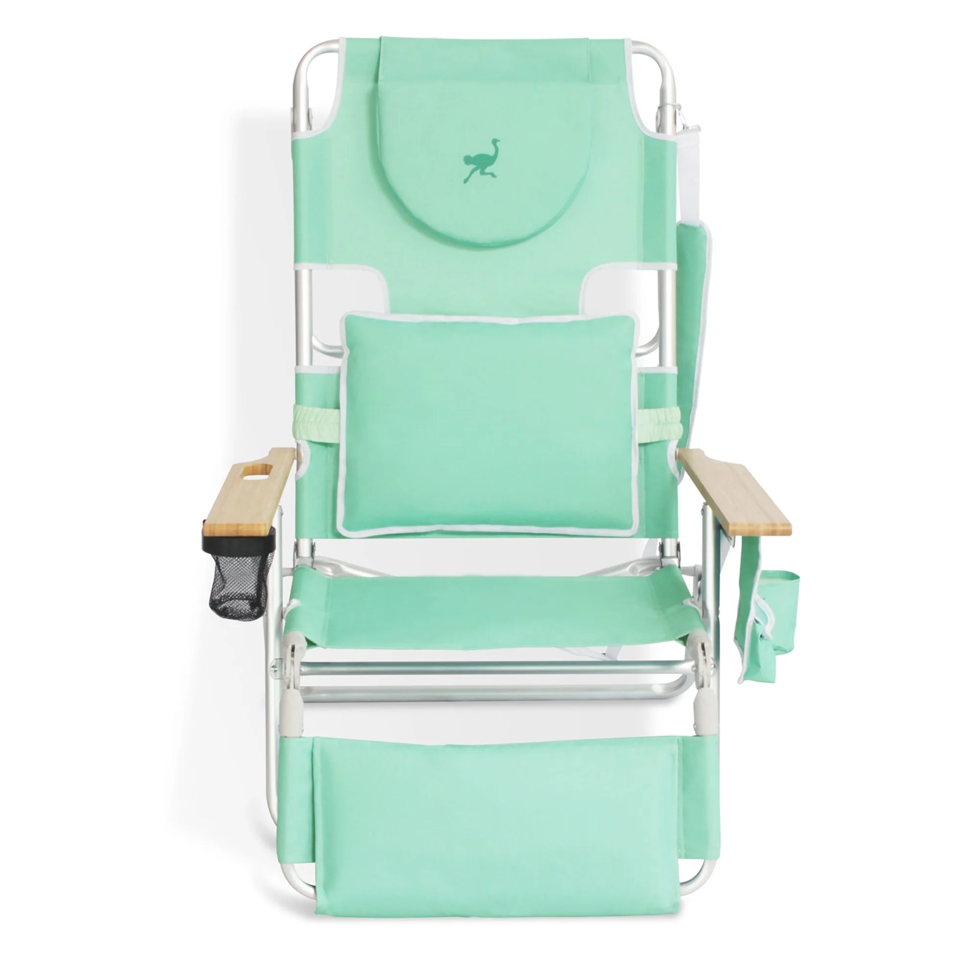 Ostrich Deluxe Padded 3-N-1 Outdoor Folding Beach Chair, Teal (2 Pack)