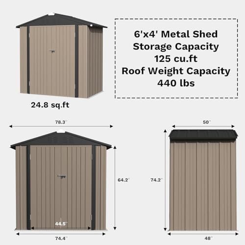 Greesum 5×3 FT Outdoor Storage Shed, Metal Storaged Sheds Without Floor, Tool Sheds with Lockable Doors and Sloping Roof for Garden, Patio, Backyard