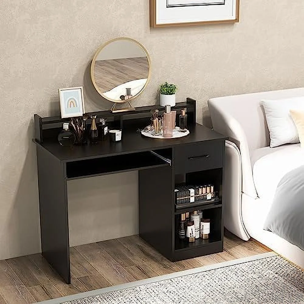 CCBIUOMBO Computer Desk  Office Desk with Drawers  Hutch  Keyboard Tray &amp