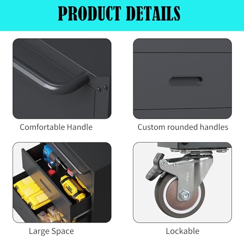 Mobile Tool Storage Cabinet with Wheels,Heavy Duty Rolling Tool Cabinets for Garage,Metal Storage Cabinets with 4 Drawer and 1 Locking Doors