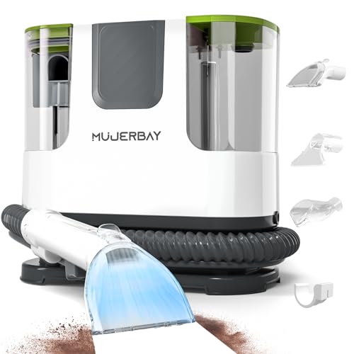 Upholstery Carpet Cleaner, MUJERBAY® 12Kpa Portable Spot and Stain Cleaner, Easy Move with Universal Wheels & Handle