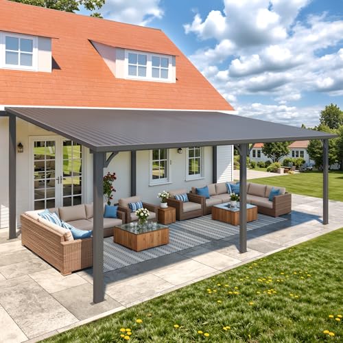 AECOJOY 10&rsquo; x 10&rsquo; Gazebo, Wall Mounted Gazebos Pergola on Clearance, Outdoor Patio Lean to Gazebo Awnings for Deck, Porch