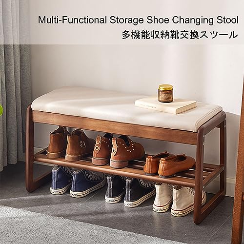 Shoe Rack for Closet Entryway Bench Shoe Storage Bench Ottoman with Storage and Seating for Living Room Bench for Bedroom End of Bed Wooden Shoe Rack