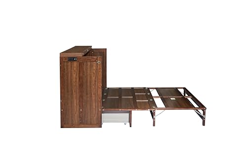 Queen Murphy Bed with Desk and Removable Shelves on Each Side, Murphy Bed Chest Murphy Bed Frame w/USB Port for Home Office, Studio or Guest Room