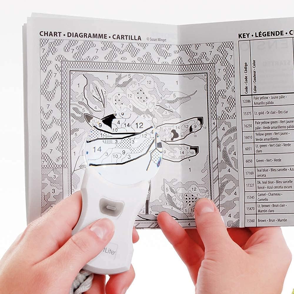 OttLite LED Extra Wide Area Clamp Lamp and Rimless Pendant LED Magnifier - 5 Brightness Settings, Wearable Magnifying Glass