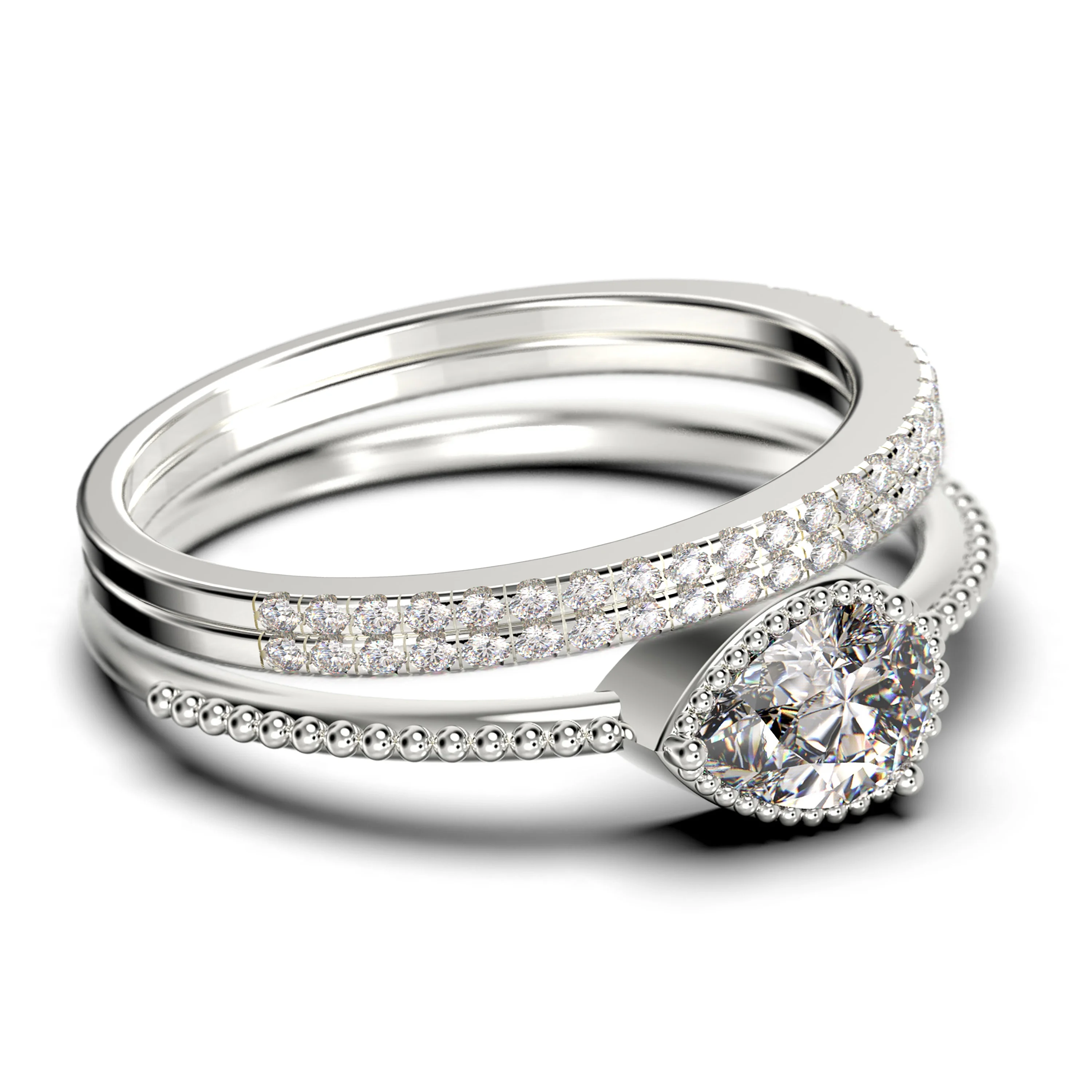 2.10 Carat Pear Cut Diamond Moissanite Classic Engagement Ring, Modern Wedding Ring in 925 Sterling Silver With 18k White Gold Plating, Promise Ring