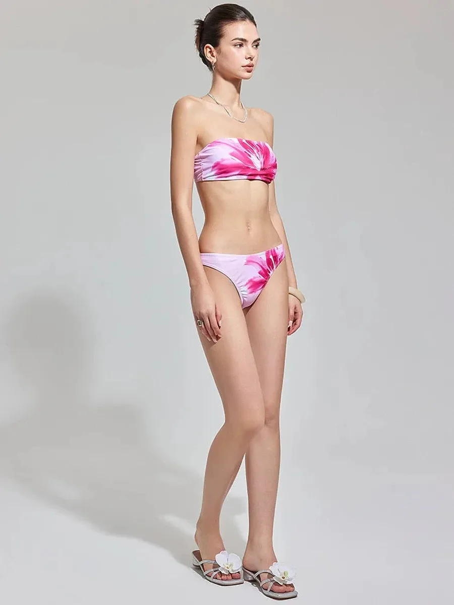 'Petal Potion‘ Y2k Pink Summer Beach Core Flower Bikini Set With Midi Skirt