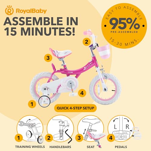 Royalbaby Princess Girls Kids Bike 12 14 16 18 20 Inch Children Bicycle with Basket for Age 3-12 Years