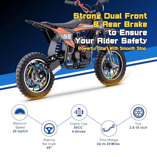 Superrio 49CC 2-Stroke Gas Power Mini Dirt Bike Dirt Off Road Motorcycle (Red)
